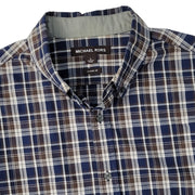 Michael Kors Classic Fit Brown Plaid Shirt