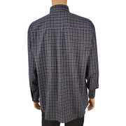 Bill Blass Long Sleeve Plaid Shirt Navy Blue Large Back View