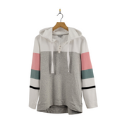 T by Talbots Colorblock V-Neck High-Low Hooded Pullover Size S - NWT