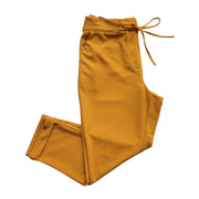 Right side view of jogger, cuffed hem, side pockets and drawstring.