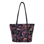 Vera Bradley Midnight Wildflowers Small Trimmed Vera Tote Bag