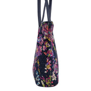 Vera Bradley Midnight Wildflowers Small Trimmed Vera Tote Bag