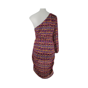 SHEIN One-Shoulder Ruched Printed Mini Dress Size M