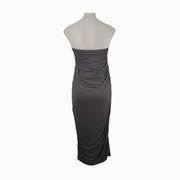 Love 21 Strapless Ruched Midi Dress – Charcoal Gray – Size M