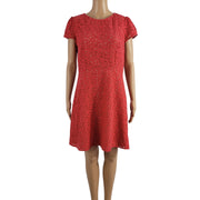 LOFT Coral Red Floral Eyelet Dress Size 8 Front View