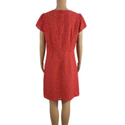 LOFT Coral Red Floral Eyelet Dress Size 8 Back View