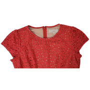 LOFT Coral Red Floral Eyelet Dress Size 8
