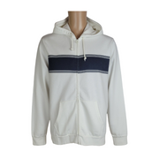 Old Navy Men's Full-Zip Hoodie – White with Navy Stripe Size XL