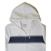 Old Navy Men's Full-Zip Hoodie – White with Navy Stripe Size XL