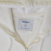 Old Navy Men's Full-Zip Hoodie – White with Navy Stripe Size XL