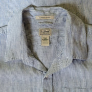 LL Bean Microstripe Slightly Fitted Linen Shirt