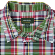 Eddie Bauer Men’s Madras-Style Plaid Short Sleeve Shirt XL Tall