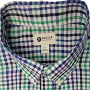 Haggar Clothing Short Sleeve Plaid Shirt Size L