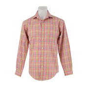 Lands' End Men's Tailored Fit Button-Down Shirt Size S | Pink plaid color