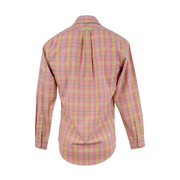 Lands' End Men's Tailored Fit Button-Down Shirt Size S | Back view, box pleat yoke, single-button barrel cuffs