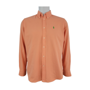 Ralph Lauren Blue Label Men’s Button-Down Shirt - Orange, Gingham-Lined - Size L