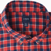 J.Crew Men's Lightweight Flannel Shirt – Red & Navy Plaid – XL