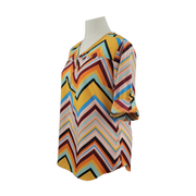 Mileage Women's Chevron Print Roll-Tab Blouse Size 1X