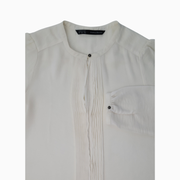 Zara Basic Ivory Pleated Front Blouse – Size M