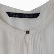 Zara Basic Ivory Pleated Front Blouse – Size M