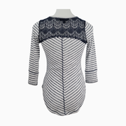 Almost Famous Striped Knit Top with Lace Yoke Size M (Juniors)