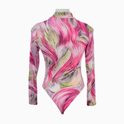 Fashion Nova Abstract Swirl Mock Neck Long Sleeve Bodysuit – Size M