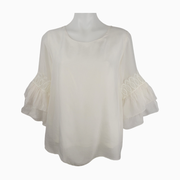 Tendenze Made in Italy Lace & Ruffle Sleeve Silk Blouse – Size S