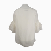 Tendenze Made in Italy Lace & Ruffle Sleeve Silk Blouse – Size S