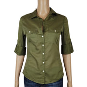 Max Studio Roll Tab Sleeve Blouse