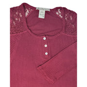 American Rag Lace Contrast Henley Top