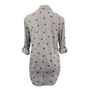 Fashion Nova Roll Tab Cherry Shirt