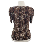 Worthington Animal Print Ruched Sleeve Top