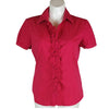 New York & Company Ruffle Blouse Fuchsia XL Front View