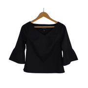Loft Rib-Knit Flare Sleeves Sweater Size L