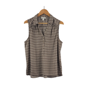Dana Buchman Geometric V-Neck Sleeveless Top Size XL