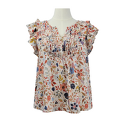 Old Navy Ruffled Floral Print Short Sleeve Blouse Size XXL