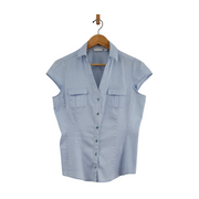 New York & Company Women's Fitted Cap Sleeve Short Sleeve Shirt Size L