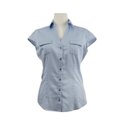 New York & Company Women's Fitted Cap Sleeve Short Sleeve Shirt Size L
