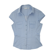 New York & Company Women's Fitted Cap Sleeve Short Sleeve Shirt Size L