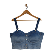 Spoon Jeans Denim Cropped Bustier Top Size 3X | Front view on hanger
