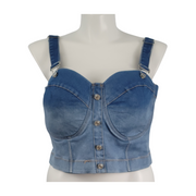 Spoon Jeans Denim Cropped Bustier Top Size 3X | Great used condition | Decorative front, silver-toned buttons