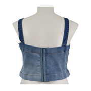Spoon Jeans Denim Cropped Bustier Top Size 3X | Back view showing full hook-and-eye closure