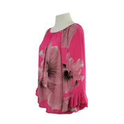 Ashley Stewart Pink Floral Wide-Neck Blouse Size 18/20