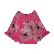 Ashley Stewart Pink Floral Wide-Neck Blouse Size 18/20