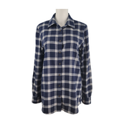 Lands' End Women's Navy Blue Flannel Shirt Size M Tall