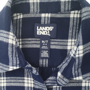 Lands' End Women's Navy Blue Flannel Shirt Size M Tall