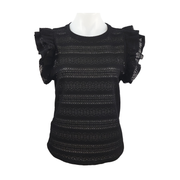 Marc New York Jeans Textured Ruffle-Sleeve Knit Top Size M