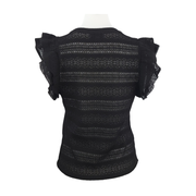Marc New York Jeans Textured Ruffle-Sleeve Knit Top Size M