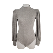 Express Puff Sleeve Mock Neck Ribbed Bodysuit Size M