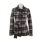 Say What? Wool Blend Plaid Belted Peacoat Size S Juniors - NEW